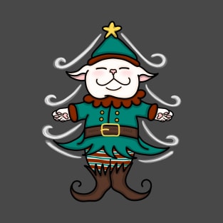 Catmas Elf - Meowy Christmas Tree T-Shirt