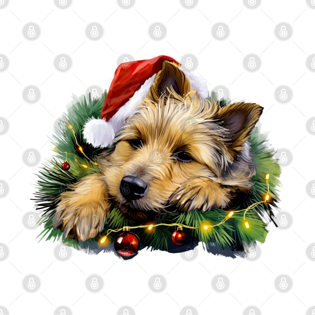 Lazy Australian Terrier Dog at Christmas by Chromatic Fusion Studio