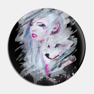 Girl With Wolves - Girl Who Loves Wolves Pin