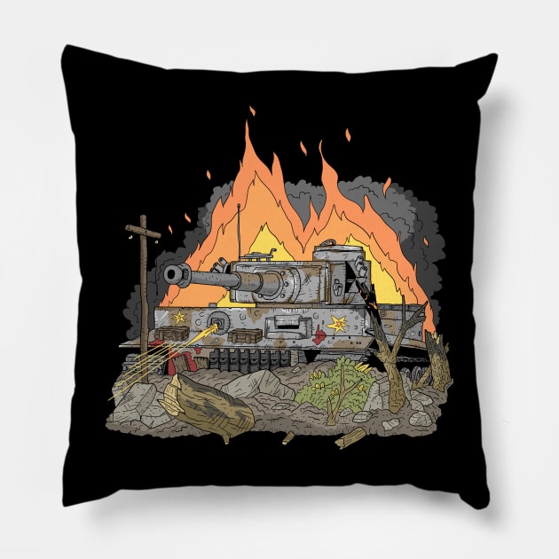 a tiger tank on the eastern front. Pillow by JJadx