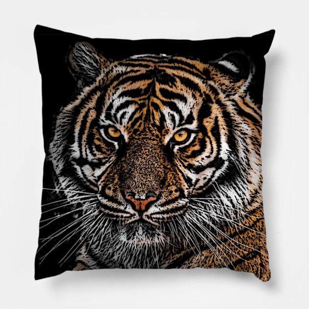 Tiger art Pillow by Korvus78