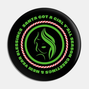 Santa Girl Christmas Peppermint Pin