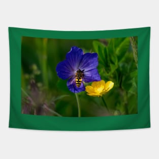 Cranesbill, buttercup and hoverfly Tapestry