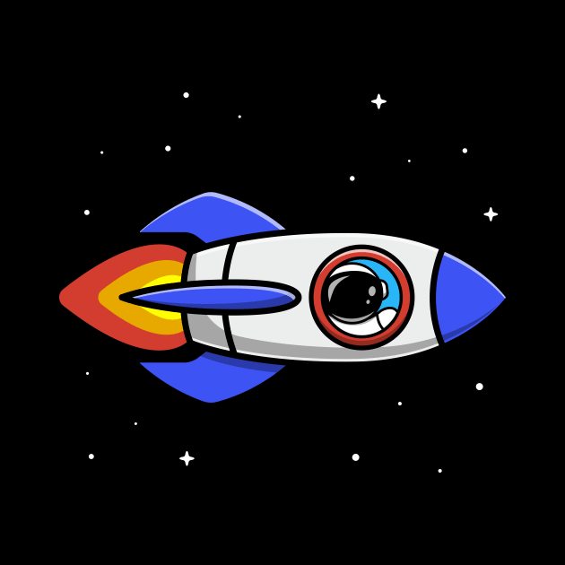 Astronaut Riding Rocket Cartoon Vector Icon Illustration by Catalyst Labs