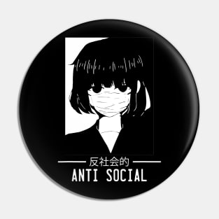 Japanese Anime Mangan Girls Wearing Mask Anti Social Quarantine Pin