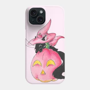 Pink Pumpkin Witch Phone Case