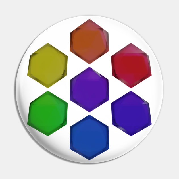 Rainbow Icosahedrons Gems Pin by Zeeph