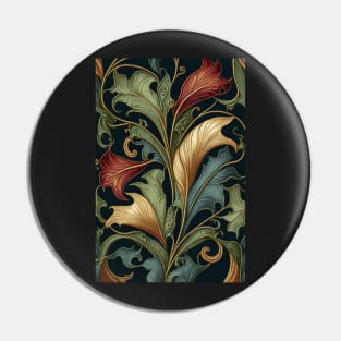 Floral Garden Botanical Print with Fall Gold Flowers and Leaves Pin