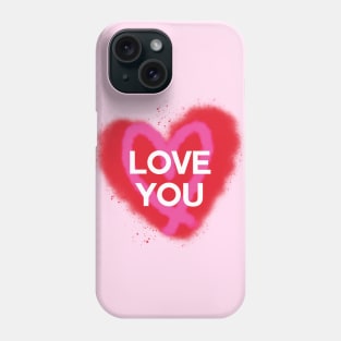 Red and Pink Graffiti Hearts Love You Phone Case