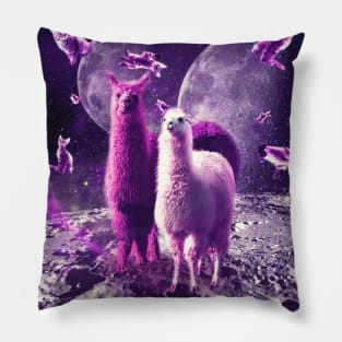 Outer Space Galaxy Cat With Llama Pillow