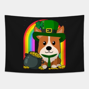 Corgi Rainbow Irish Clover St Patrick Day Dog Gift graphic Tapestry