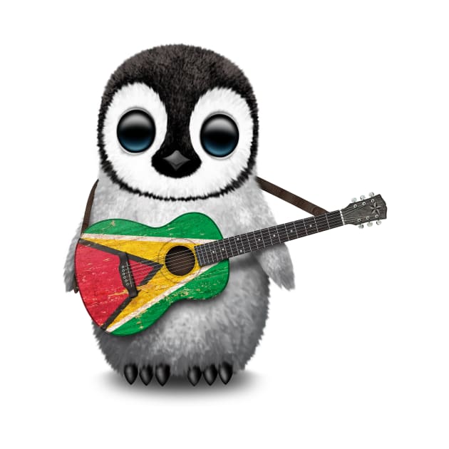 Baby Penguin Playing Guyanese Flag Guitar by jeffbartels