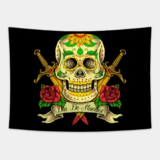 Dia De Muertos Sugar Skull Tattoo Tapestry