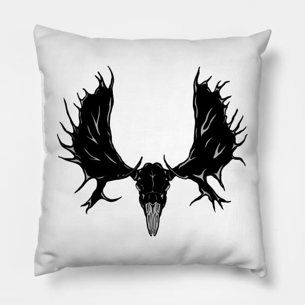 Black Moose Skull Pillow by GodxanGalactic