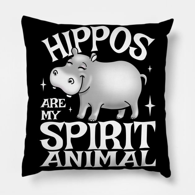 Hippos Are My Spirit Animal Funny Baby Hippo Pillow by PnJ