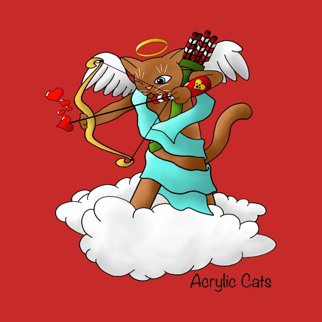 Valentine's Day Chocolate Brown Cupid Cat by Acrylic1101Cats