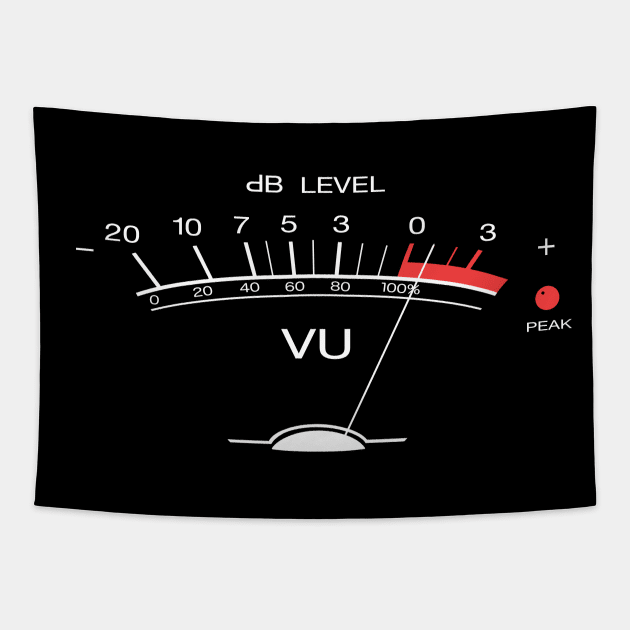 Volume VU Meter Vintage Audio Engineer Recording Studio Gear Head Musician Guitar Shirt Classic White Print Tapestry by blueversion