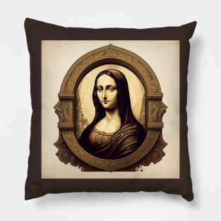 Illustration of Mona Lisa by Leonardo da Vinci Pillow