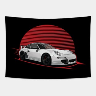 white 997 GT3 Tapestry