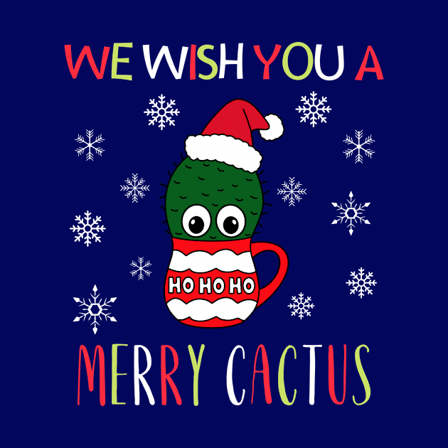 We Wish You A Merry Cactus - Small Cactus With A Santa Hat In A Christmas Mug by DreamCactus