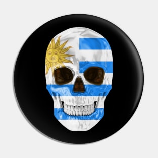 Uruguay Flag Skull - Gift for Uraguyan With Roots From Uruguay Pin
