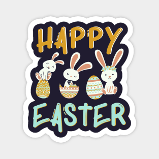 Cute funny bunny Happy Easter Eggs Bunnies Magnet