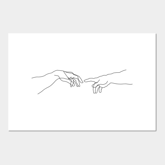 Creation Of Adam Minimal Drawing Creation Of Adam Posters And Art Prints Teepublic