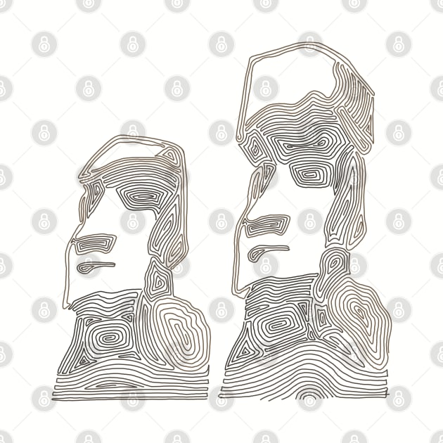 Mo'ai - Easter Island Monolith Heads (Brown Swirls) by Slightly Unhinged