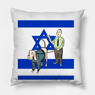 Israeli flag and dog walk Pillow