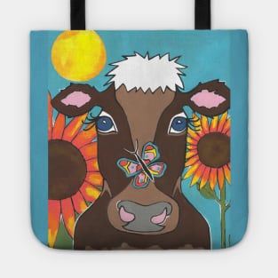 BROWN Cow Lover Acyrlic Painting Tote