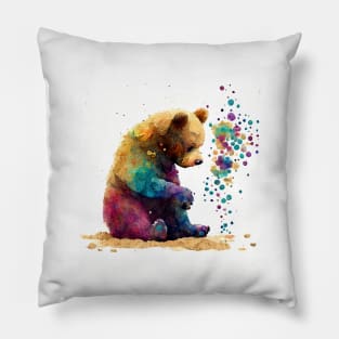 Bear Watercolor Art Pillow