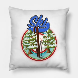 Vintage ski logo Pillow