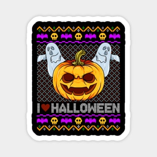 Spooky Jack O-Lantern Ugly Halloween Sweater design Funny Magnet