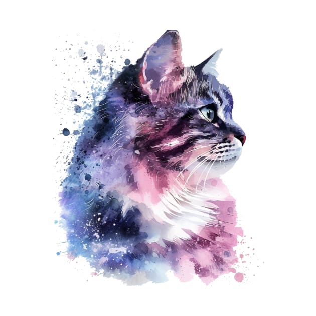 Siberian Cat Water Color Pop Art Design for Cat Lover by karishmamakeia