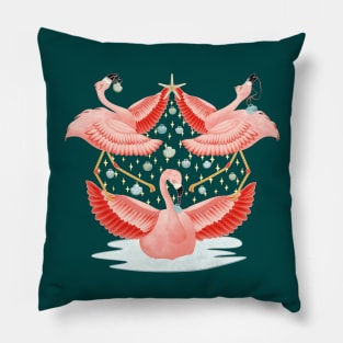 Pink Flamingo Tropical Paradise Christmas Tree Pillow