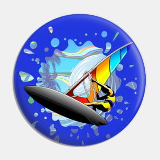 Windsurfer on Ocean Waves Pin