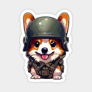 Funny military corgi in helmet Magnet