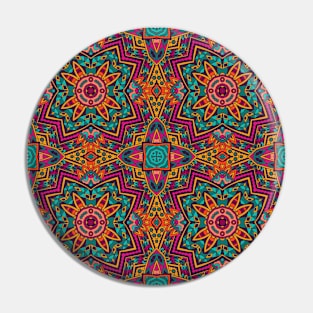 Colorful Oriental Rug Mandala Boho Pattern Pin