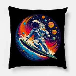 Cat Surfing a in Universe - For Space Astronaut Cat Pillow