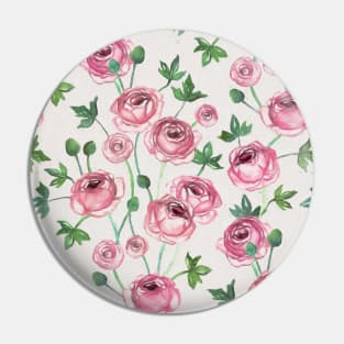 Painted Pink Ranunculus Pattern Pin