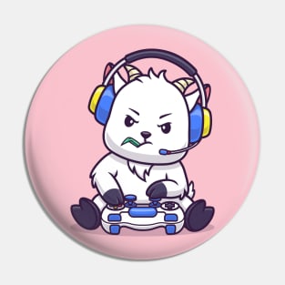 Cute Sheep Playing Game Cartoon Pin