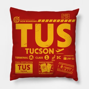 Vintage Tucson TUS Airport Code Travel Day Retro Travel Tag Arizona Pillow