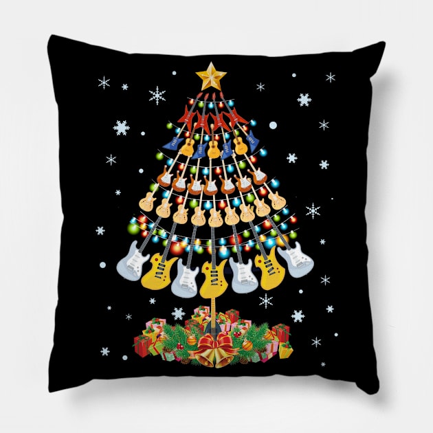 Christmas Guitar Tree Shirt Funny Merry Xmas Gifts Pillow by MarrinerAlex