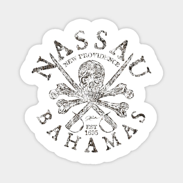 Nassau, Bahamas, Pirate Skull & Crossbones Magnet by jcombs