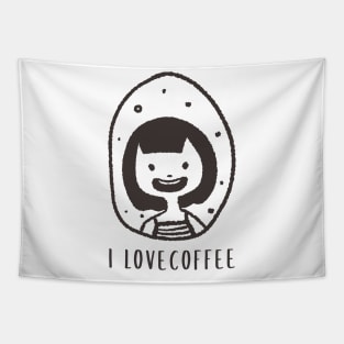 i love coffee cute art Tapestry