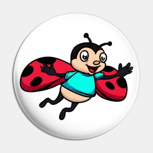 Cute Anthropomorphic Human-like Cartoon Character Ladybug in Clothes Pin