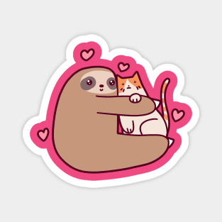 Sloth Loves Cat Magnet