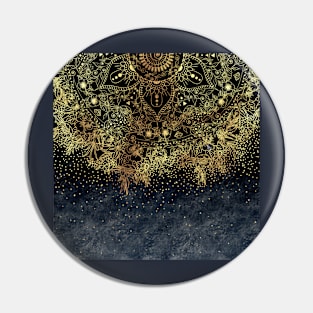 Stylish Gold floral mandala and confetti Pin