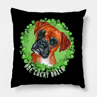 One Lucky Boxer Funny St. Patrick Dog Pillow