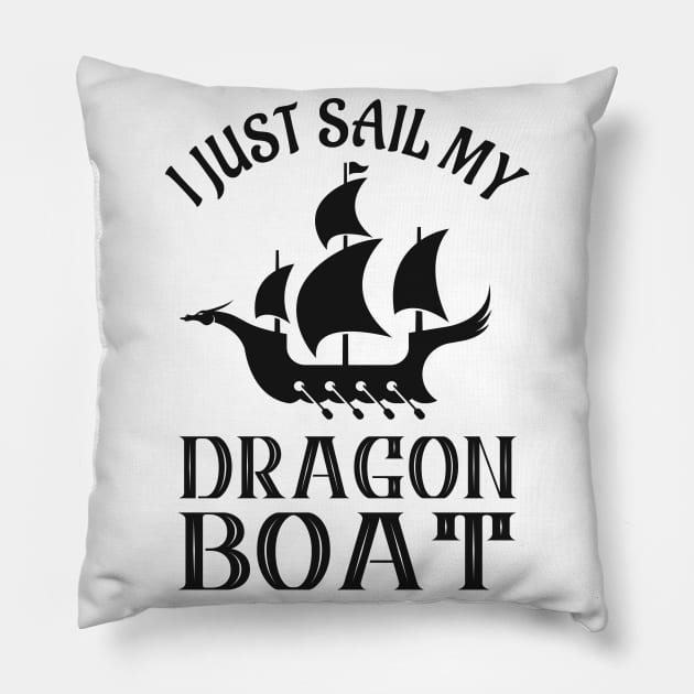 Viking Ship Dragon Boat Pillow by Foxxy Merch